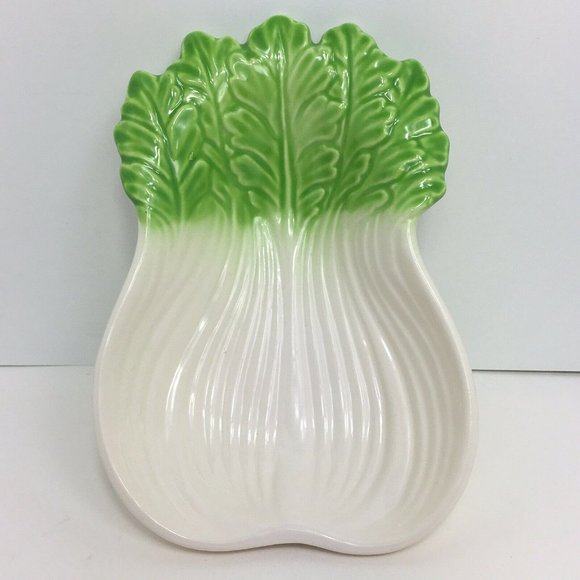 Celery Shaped Ceramic Dish Vintage Japan Vegetable Bok Choy Bowl Decor Display - Picture 10 of 12